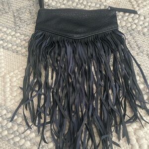 Abercrombie & Fitch Black Leather Fringe Bag